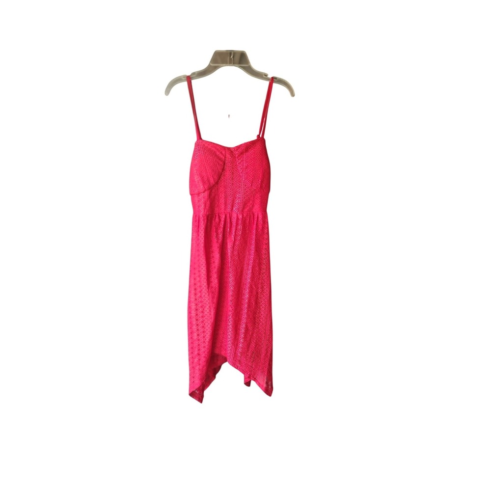 No Boundaries Red Lace Handkerchief Hem Dress Sweetheart Cutout Back Small 3-5